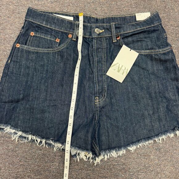 Zara High Rise Jean Shorts Size 12 NWT - Picture 6 of 9
